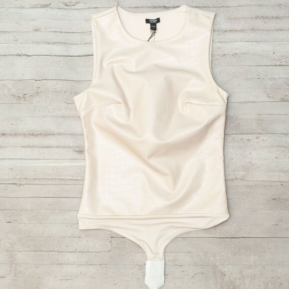 NWT Express Crocodile Embossed Body ContourBodysuit in Cream size S - Picture 2 of 9